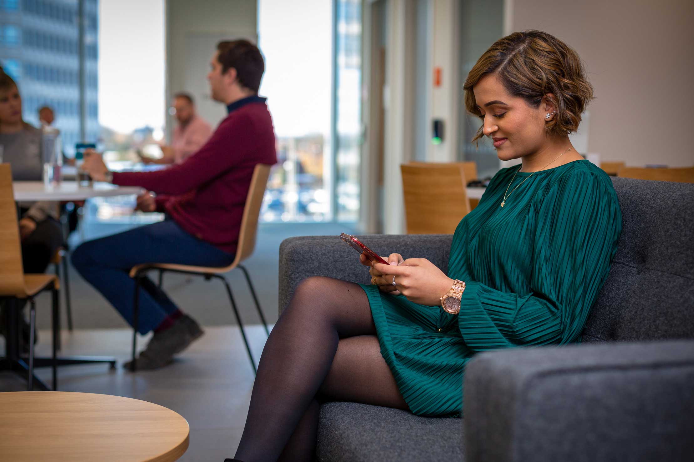 staff looking phone